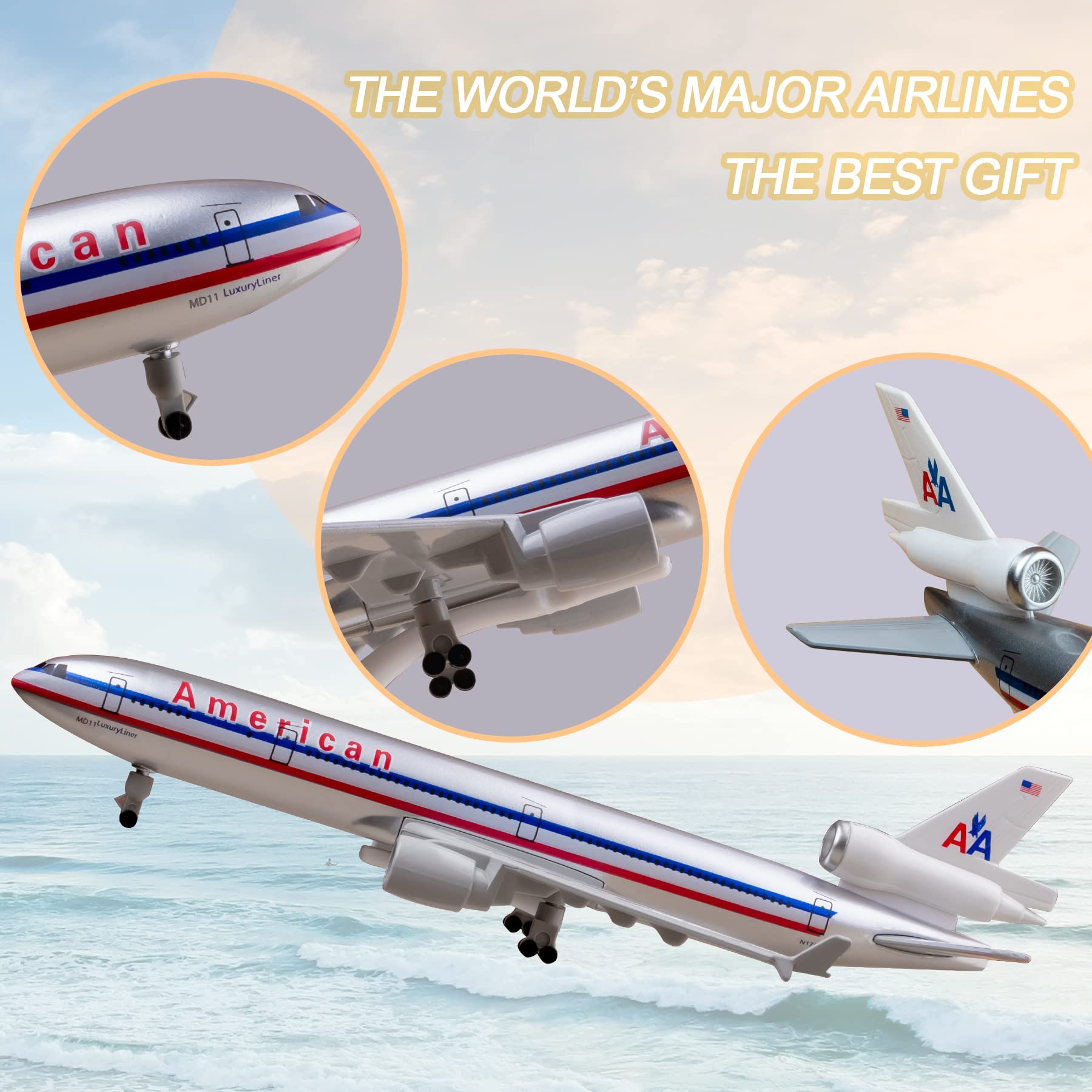 Amazon.com: Bswath Model Airplane 1:300 Scale Model American Plane